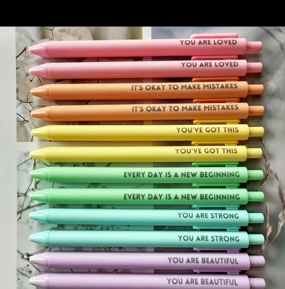 2 Random Colorful Motivational Pens Set - Picture 1 of 1